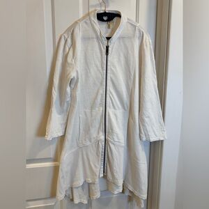 XCVI White Zip Front Tunic Jacket Size L